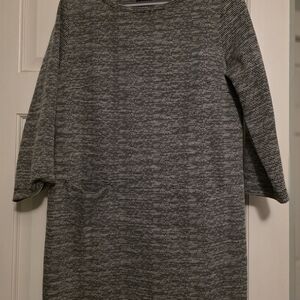 Tahari Black and White Textured Knit 3/4 Sleeve Dress